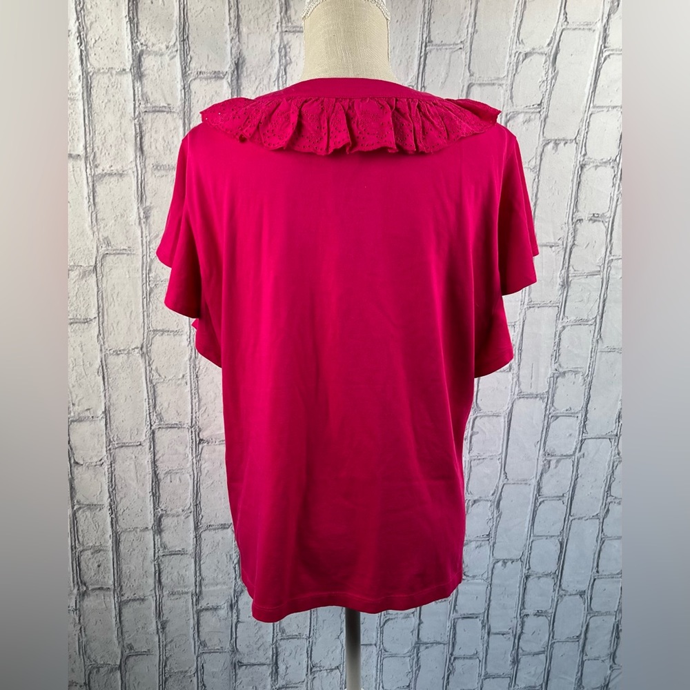 Macy’s Lauren Ralph Lauren :XXL Woman  Short Sleeve Top  Sport Pink 60% Cotton - Picture 8 of 8